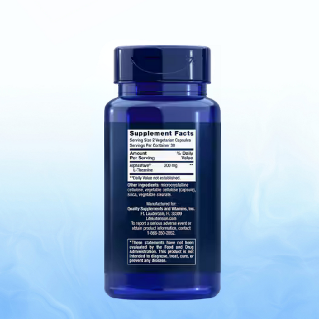 L-Theanine Life Extension - 60 Cápsulas Vegetarianas | Relajación Natural | Concentración | bhorganic