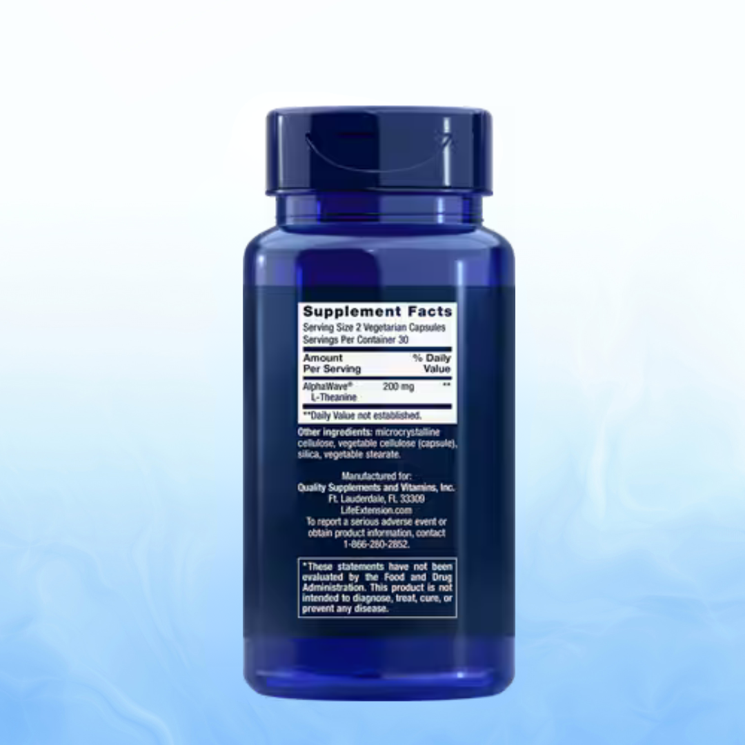 L-Theanine Life Extension - 60 Cápsulas Vegetarianas | Relajación Natural | Concentración | bhorganic