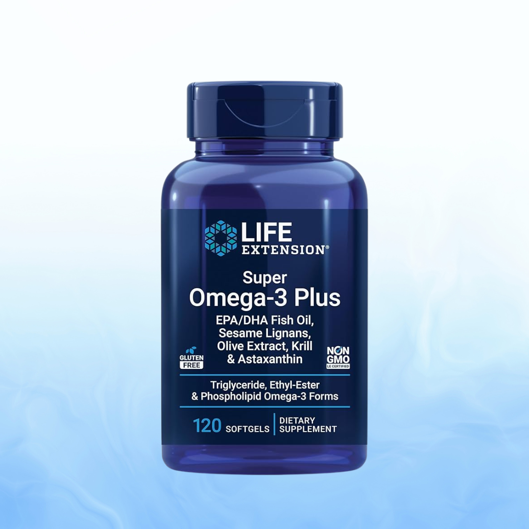 Super Omega-3 Plus con Krill y Astaxantina Life Extension (120 Cápsulas Blandas)