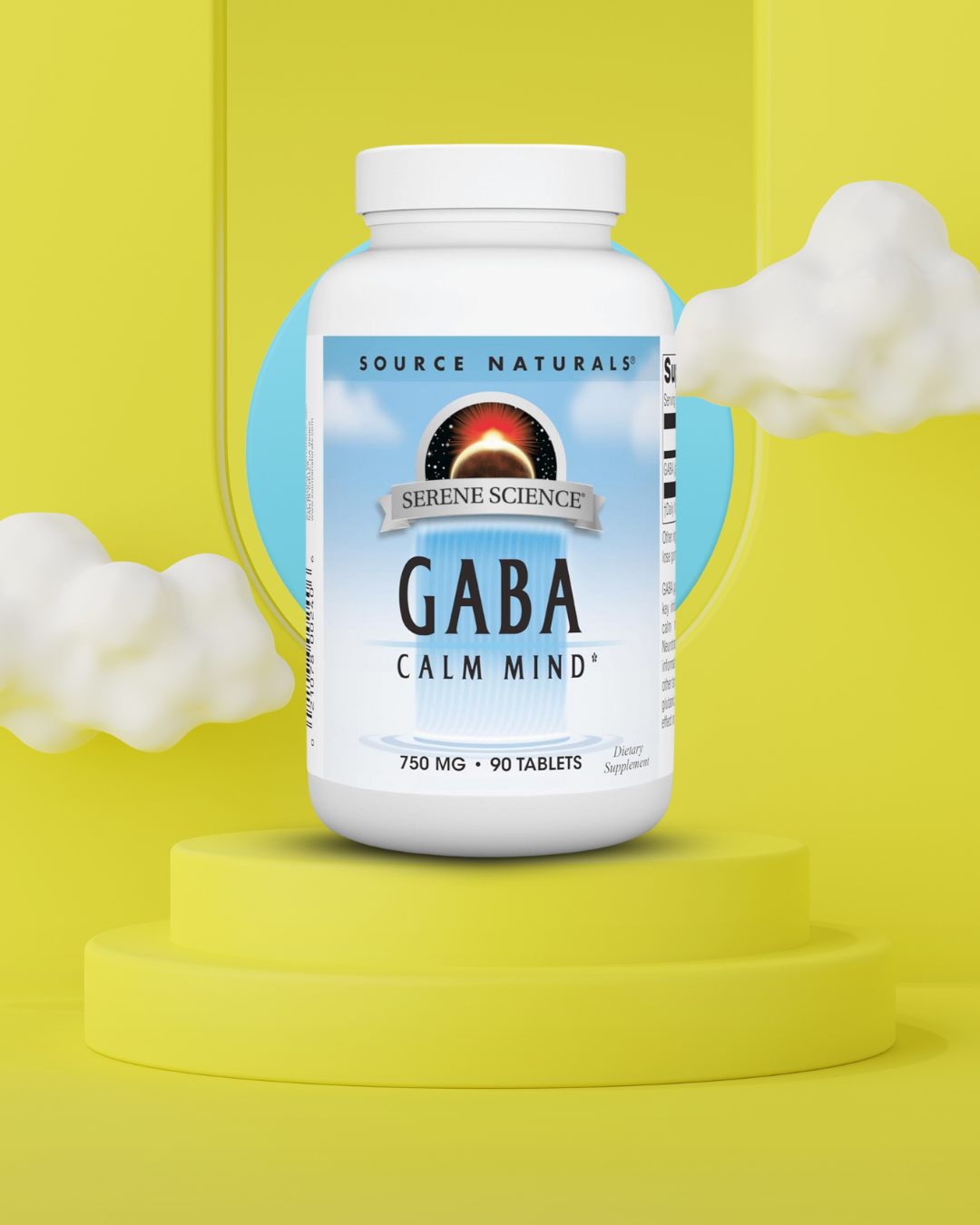 GABA 750mg Source Naturals 90 Cápsulas Serene Science