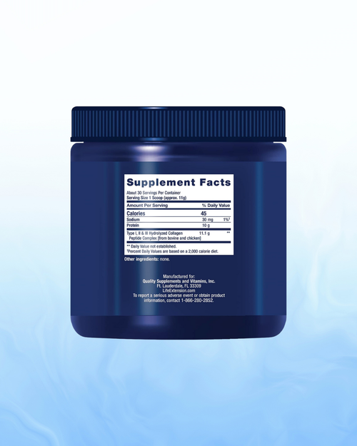 Collagen Peptides Life Extension - 343g | Péptidos de Colágeno | Piel y Articulaciones | bhorganic