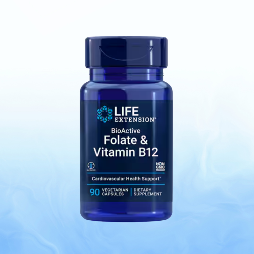 Folato Bioactivo y Vitamina B12 Life Extension (90 Cápsulas Vegetarianas)