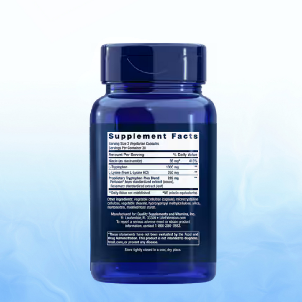 Optimized Tryptophan Plus Life Extension - 90 Cápsulas Vegetarianas | L-Triptófano | Descanso Natural | bhorganic