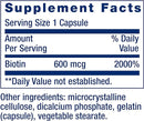 Biotina 600mcg Life Extension - 100 Cápsulas | Cabello y Uñas Saludables | bhorganic