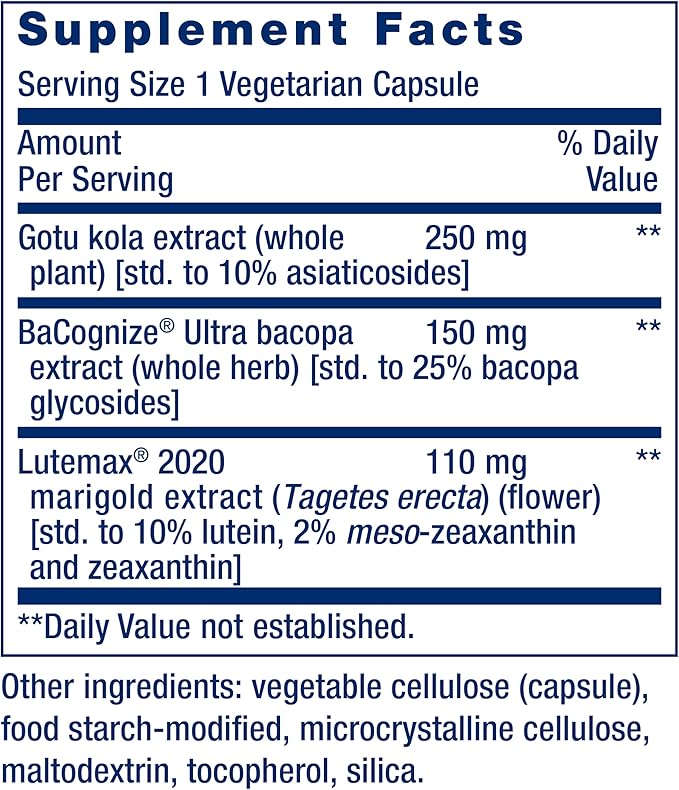 Quick Brain Nootropic Life Extension - 30 Cápsulas | Potenciador Cognitivo | Memoria y Concentración | bhorganic