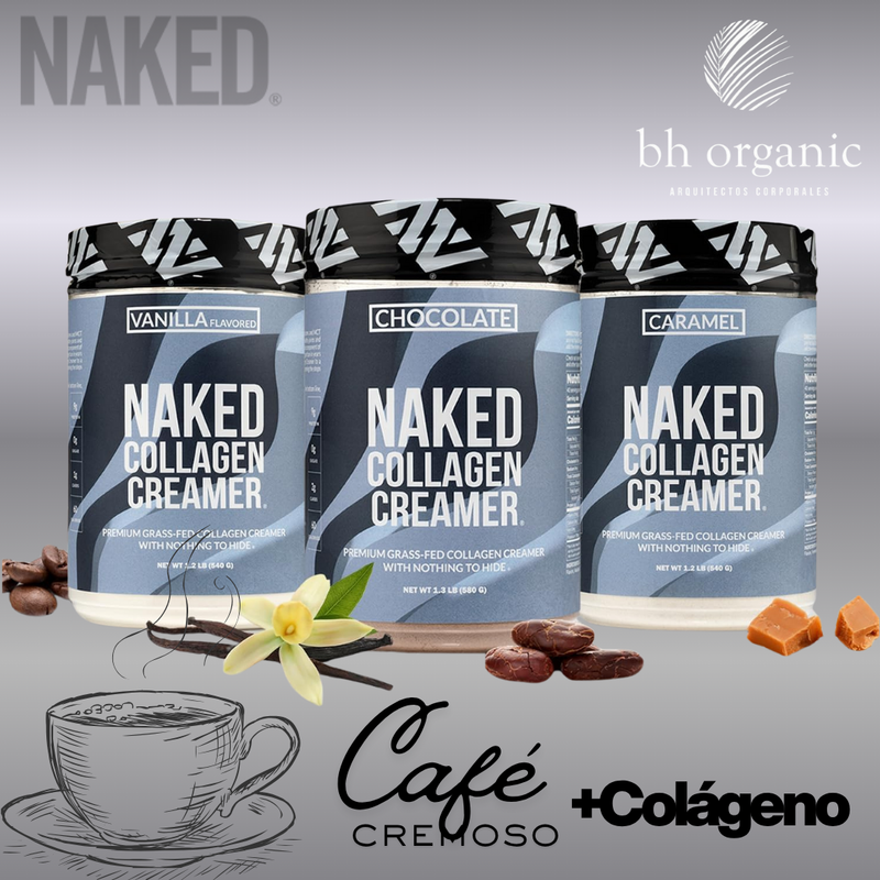 Naked Collagen Creamer Caramelo 540g - 40 Porciones | Con MCT | Sabor Natural | bhorganic