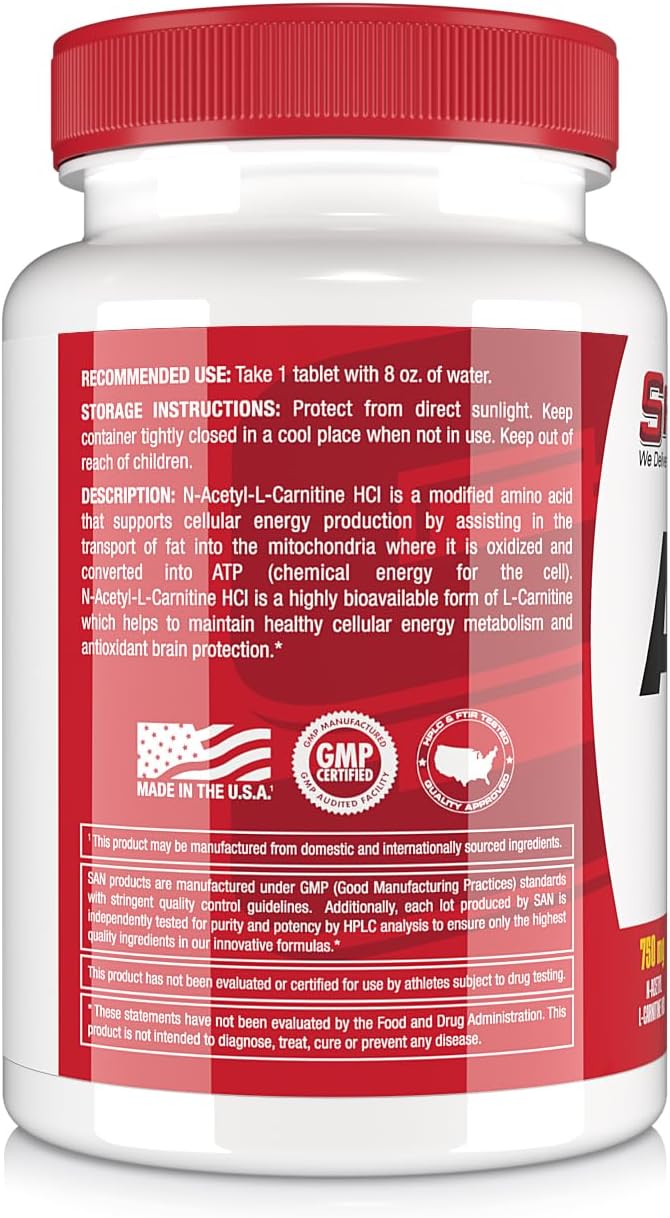 ALCAR 750 Acetil L-Carnitina SAN Nutrition - 100 Tabletas | Aminoácido | bhorganic
