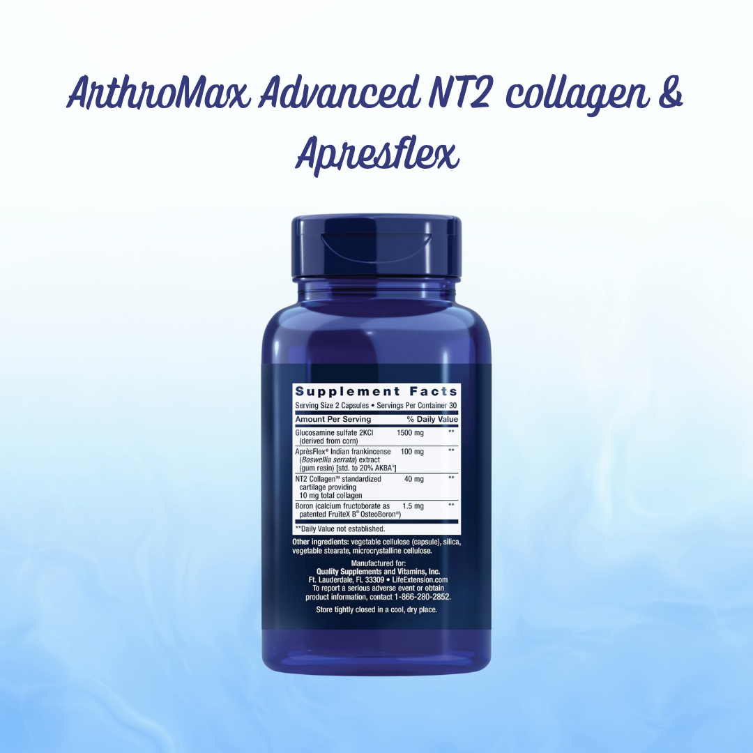 Arthromax Advanced NT2 Collagen & Apresflex Life Extension - 60 Cápsulas | Bienestar Articular | bhorganic