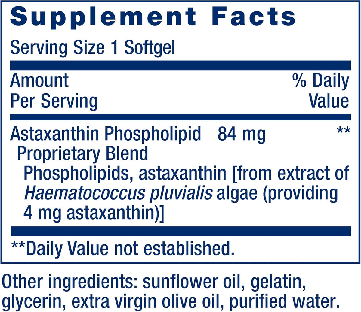 Astaxanthin 4mg con Fosfolípidos Life Extension - 30 Softgels | Antioxidante Potente | bhorganic