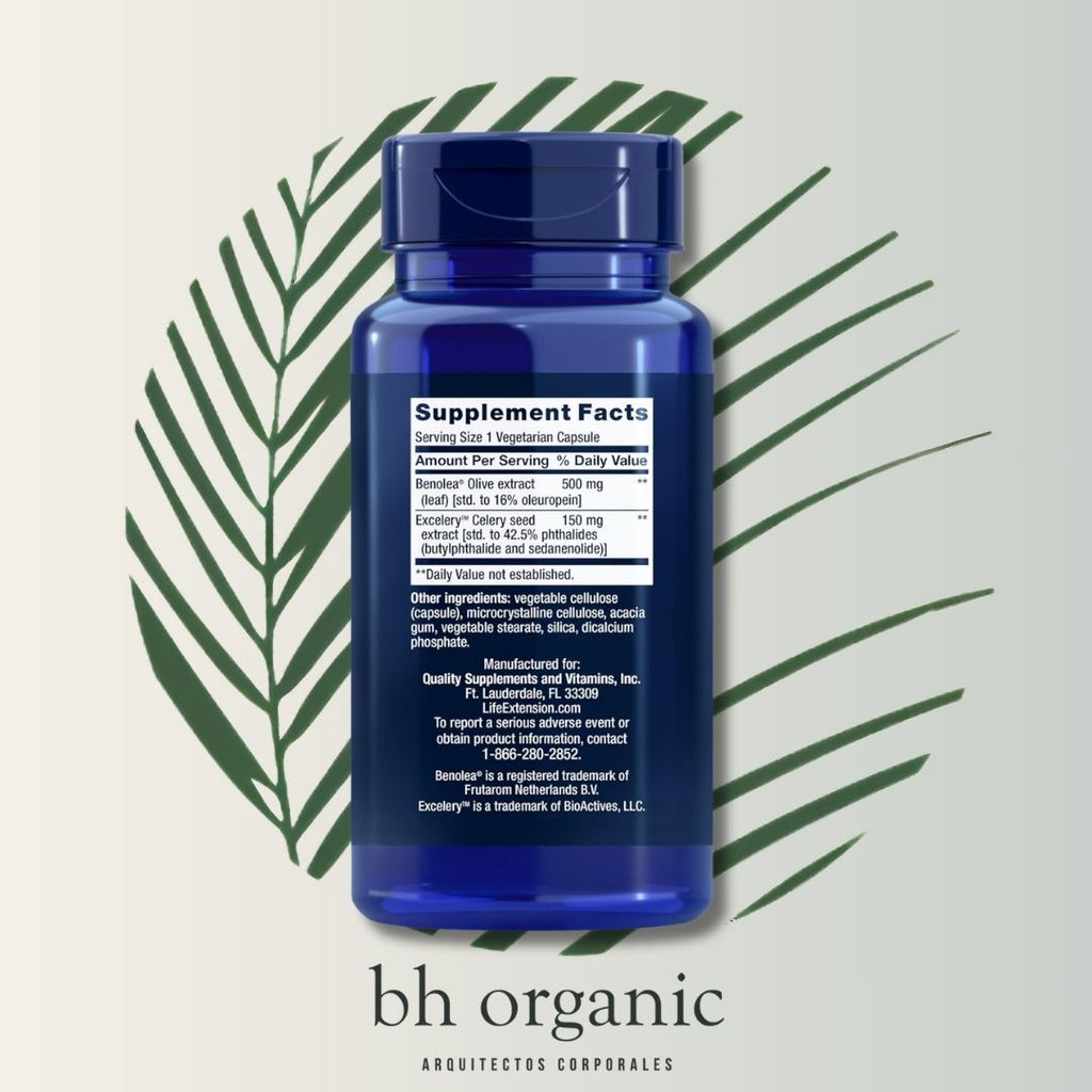 Advanced Olive Leaf Vascular Support Life Extension - 60 Cápsulas | Salud Cardiovascular | bhorganic