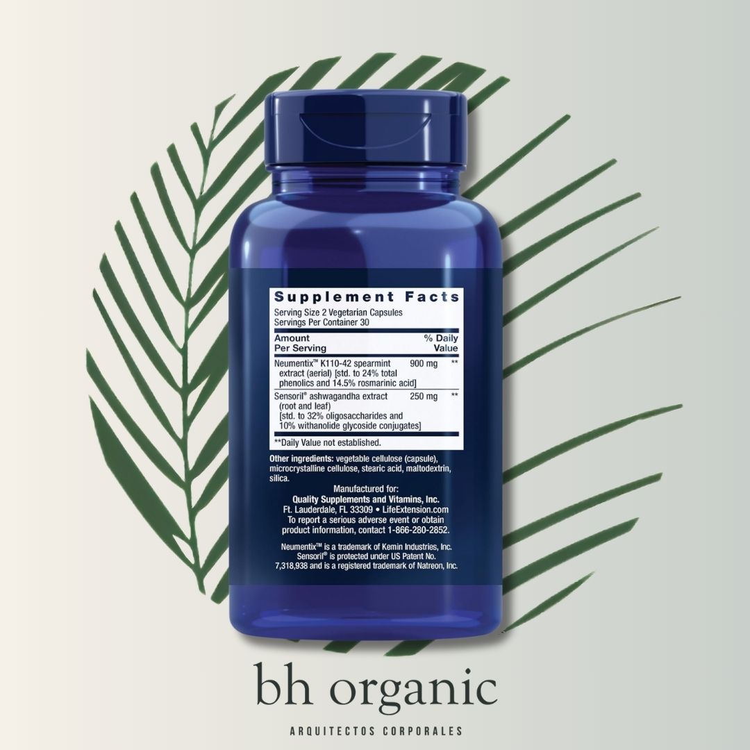 Ashwagandha Plus Life Extension - 60 Cápsulas | Adaptógeno Natural | Manejo del Estrés | bhorganic