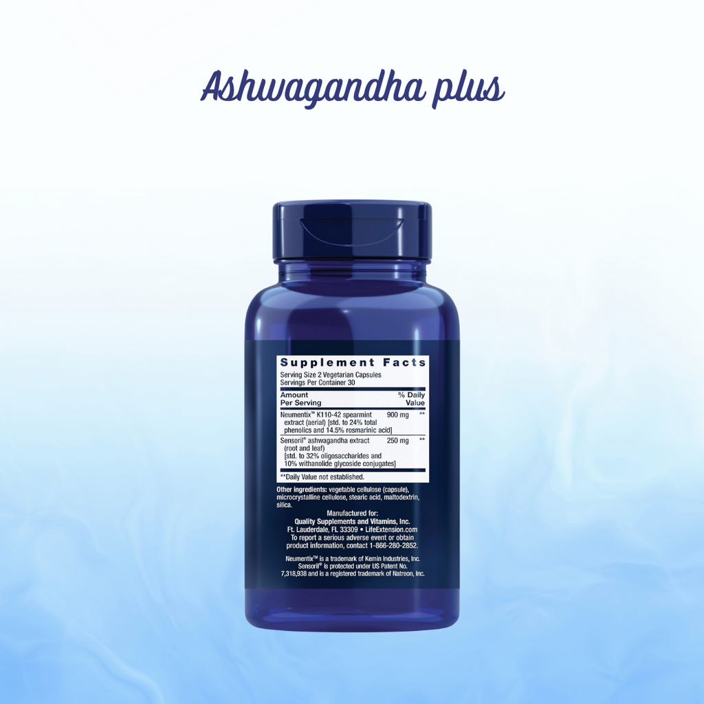 Ashwagandha Plus Life Extension - 60 Cápsulas | Adaptógeno Natural | Manejo del Estrés | bhorganic