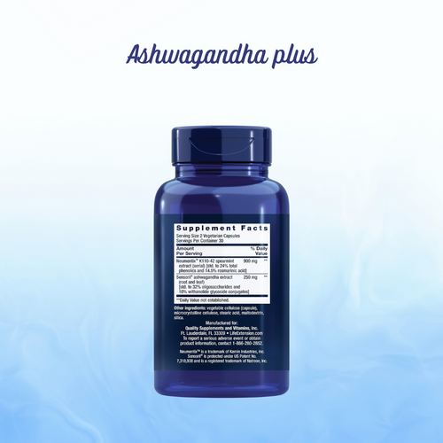 Ashwagandha Plus Life Extension - 60 Cápsulas | Adaptógeno Natural | Manejo del Estrés | bhorganic