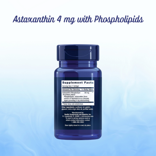 Astaxanthin 4mg con Fosfolípidos Life Extension - 30 Softgels | Antioxidante Potente | bhorganic
