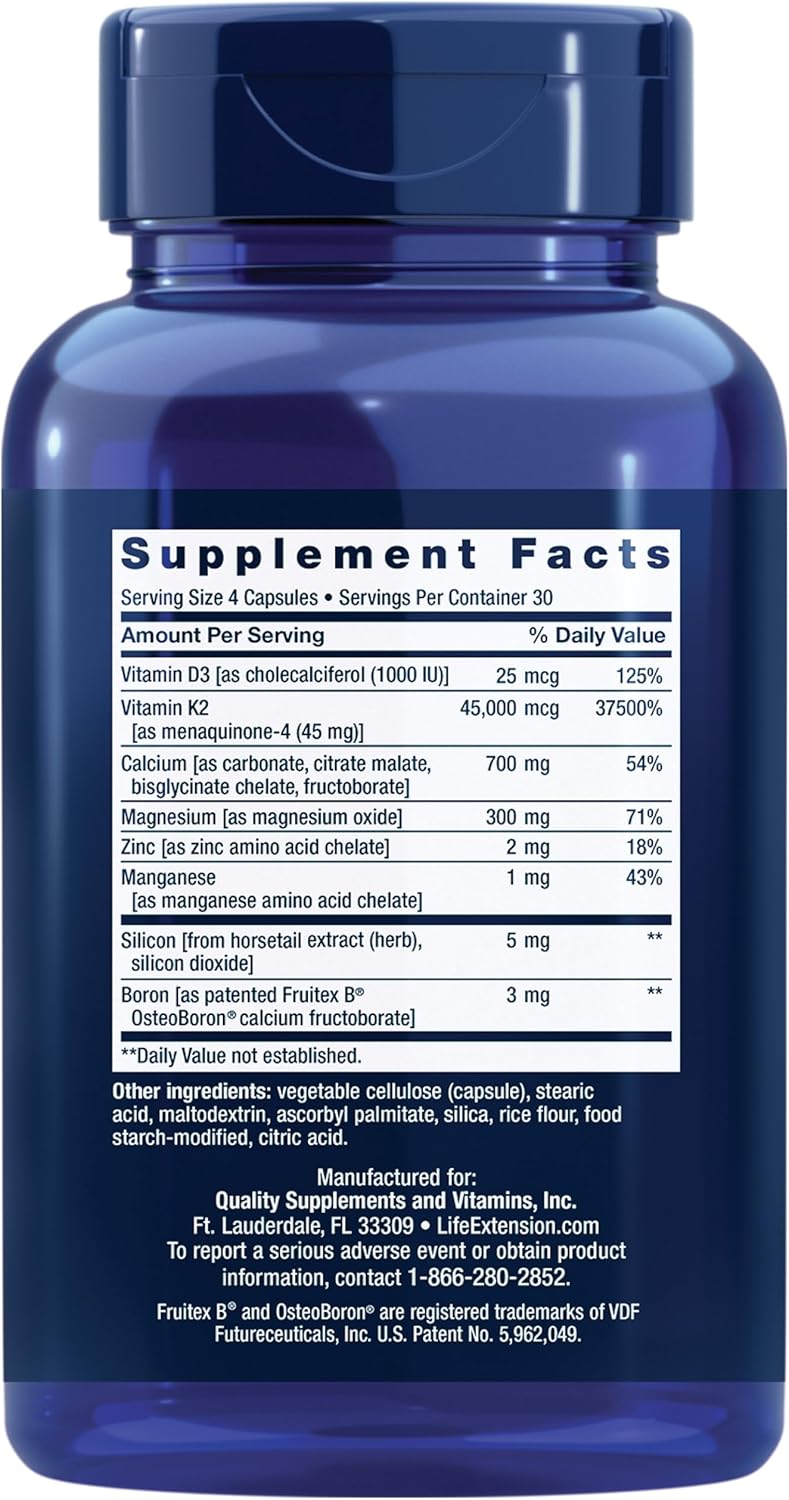 Bone Restore Elite con Super Potent K2 Life Extension - 120 Cápsulas | Salud Ósea | bhorganic