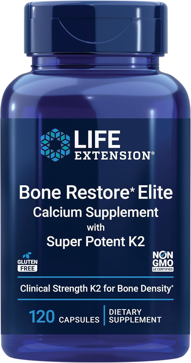 Bone Restore Elite con Super Potent K2 Life Extension - 120 Cápsulas | Salud Ósea | bhorganic