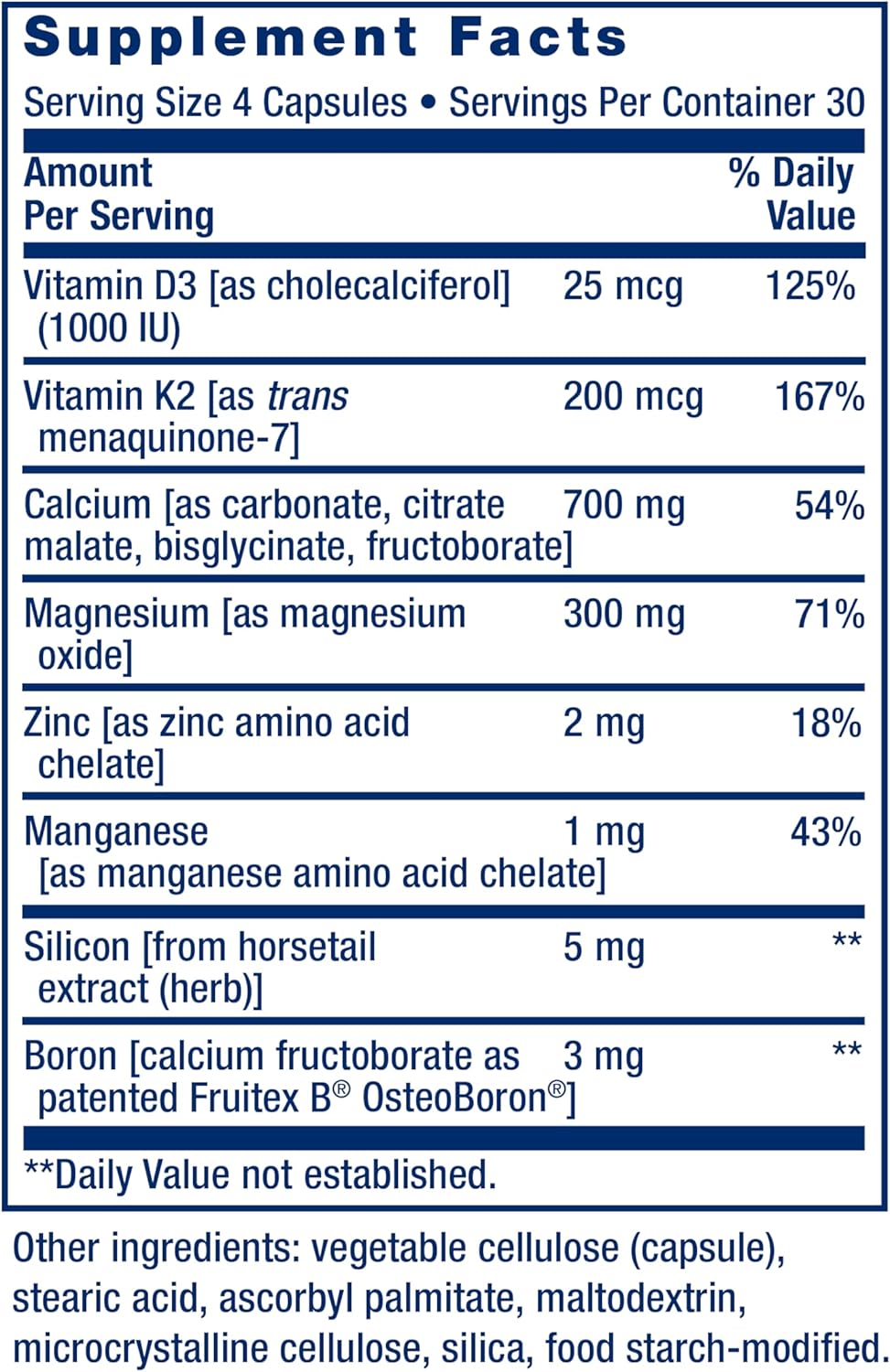 Bone Restore Vitamin With K2, 120 Caps | Life Extension