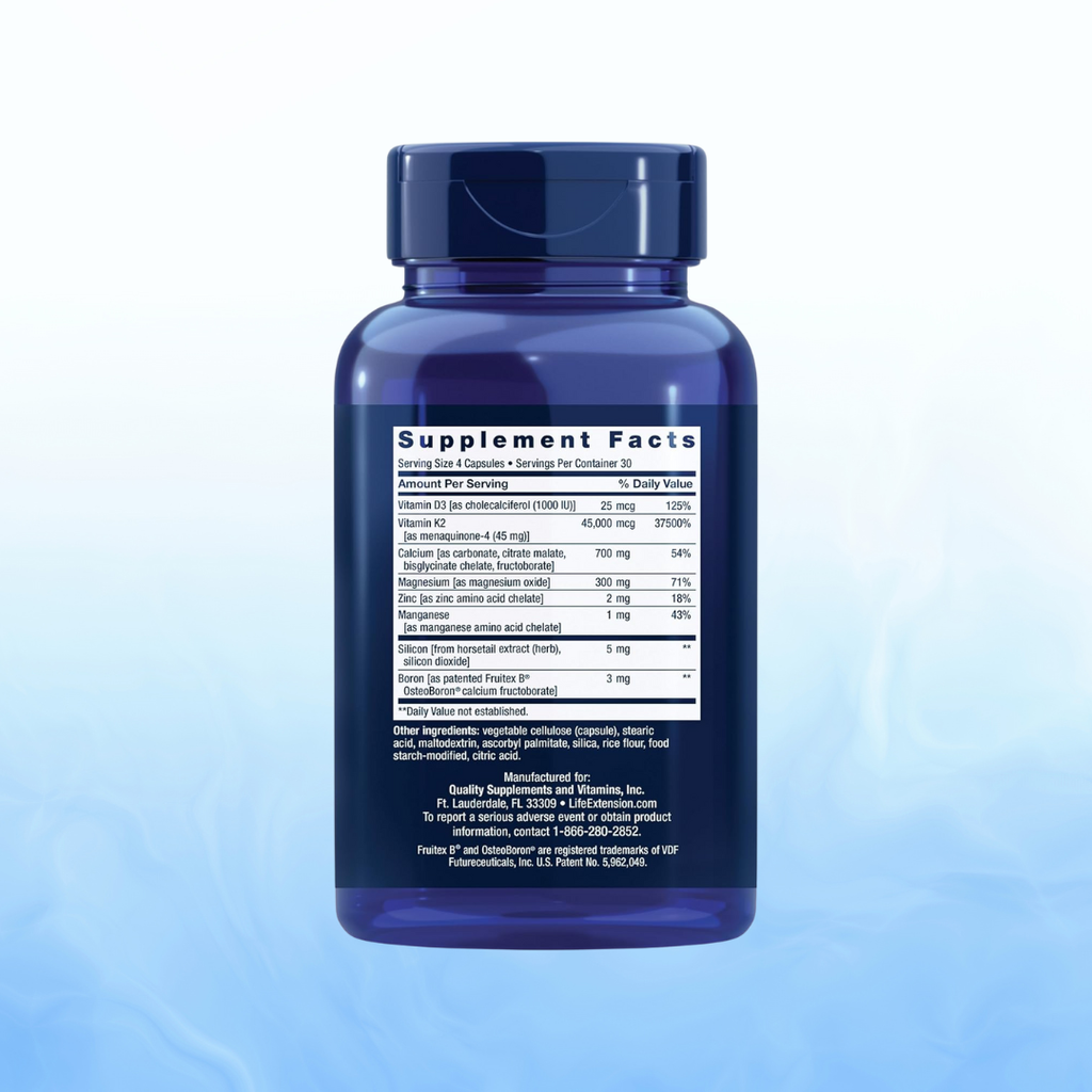 Bone Restore Elite con Super Potent K2 Life Extension - 120 Cápsulas | Salud Ósea | bhorganic