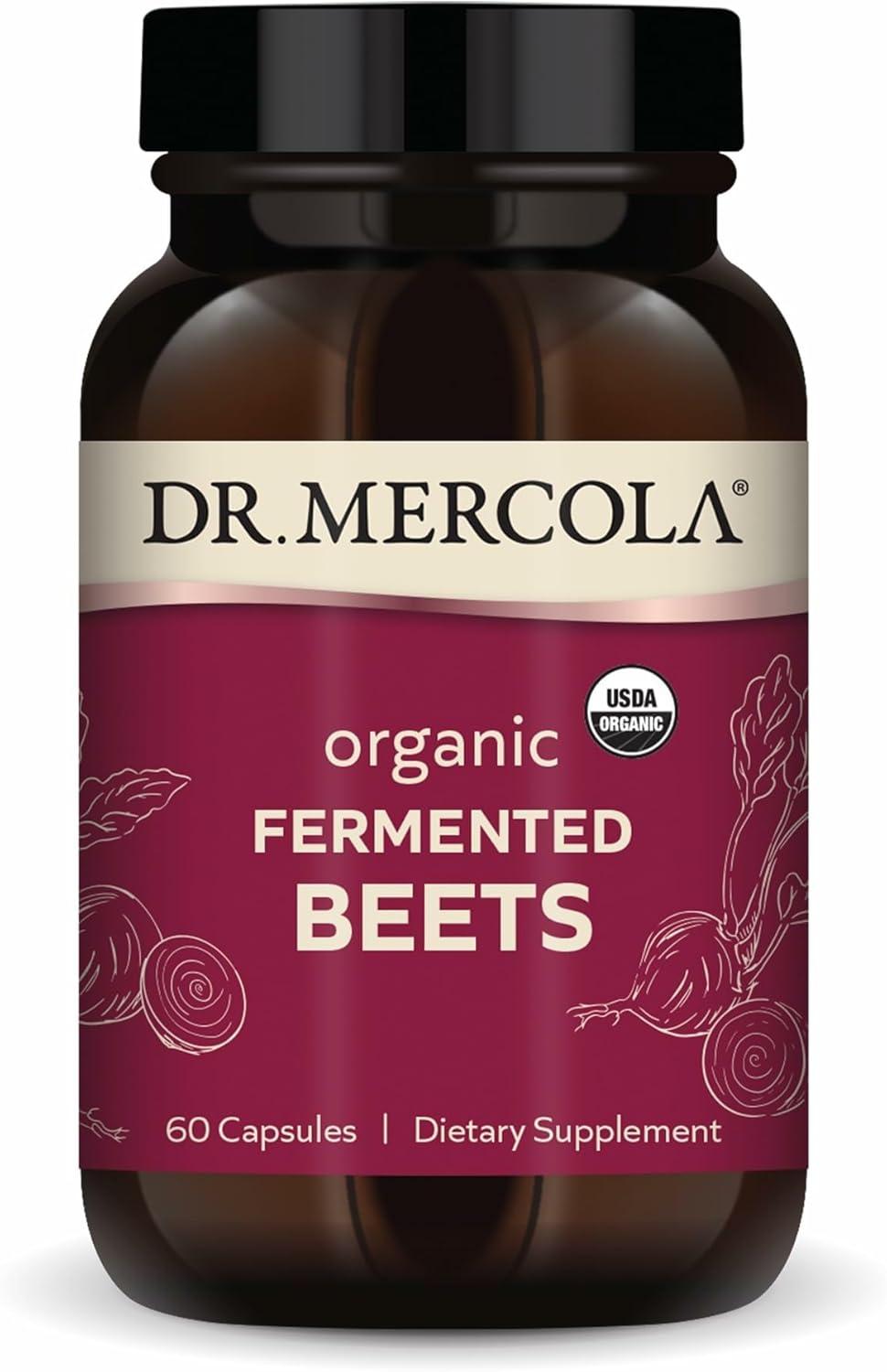 Betabel Fermentado Orgánico Dr. Mercola - 60 Cápsulas | Energía y Vitalidad | bhorganic