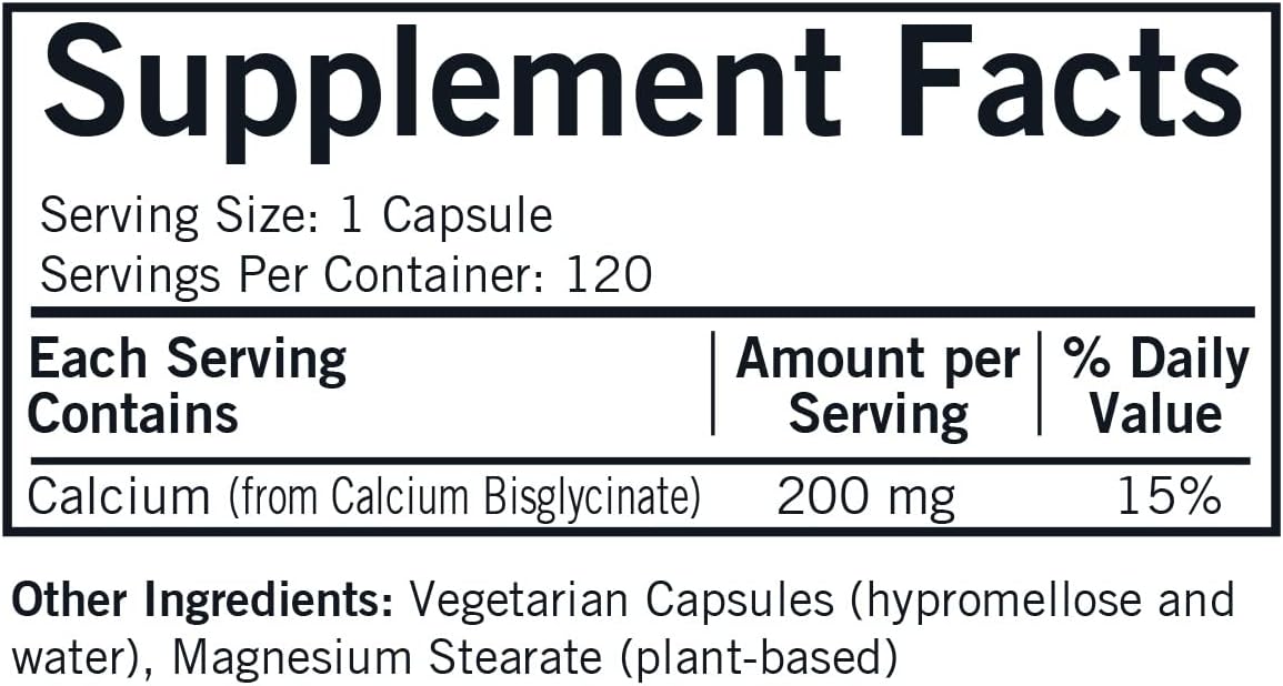 Bisglicinato de Calcio 200mg Kirkman - 120 Cápsulas | Alta Absorción | bhorganic