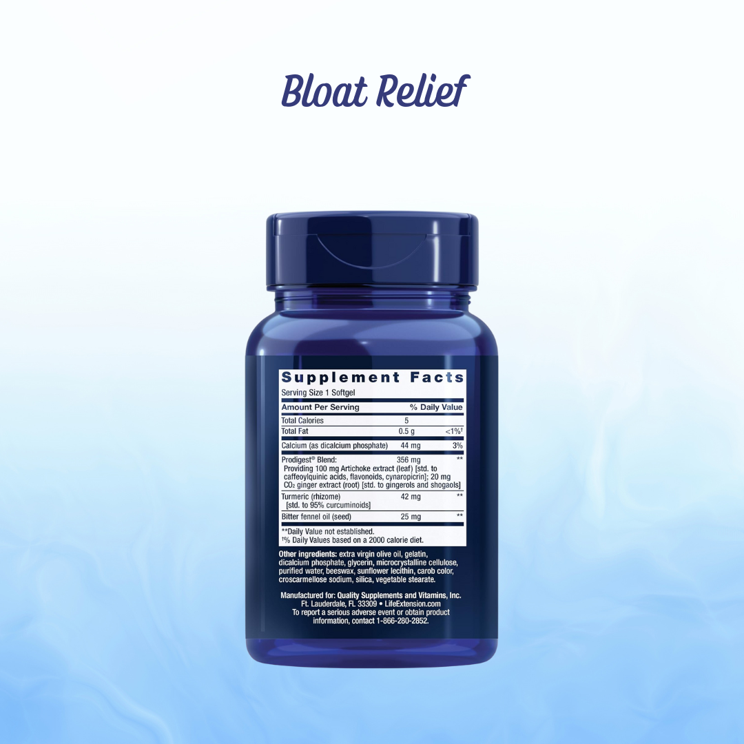 Bloat Relief Life Extension - 60 Softgels | Bienestar Digestivo | Alivio Natural | bhorganic