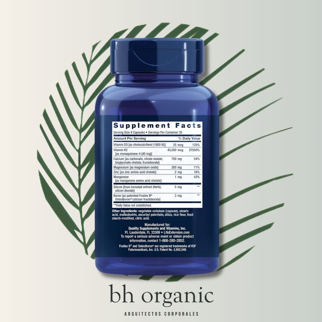 Bone Restore Elite con Super Potent K2 Life Extension - 120 Cápsulas | Salud Ósea | bhorganic