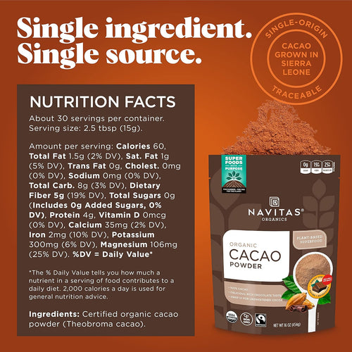 Organic Cacao Powder 454 G