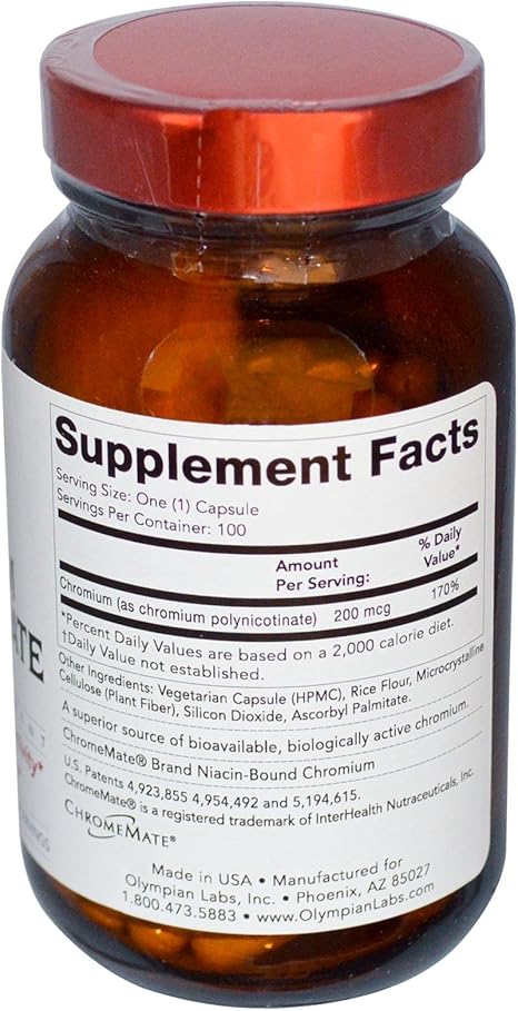 ✨ POLINICOTINATO DE CROMO 200 MCG 100 CAPSULAS OLYMPIAN LABS