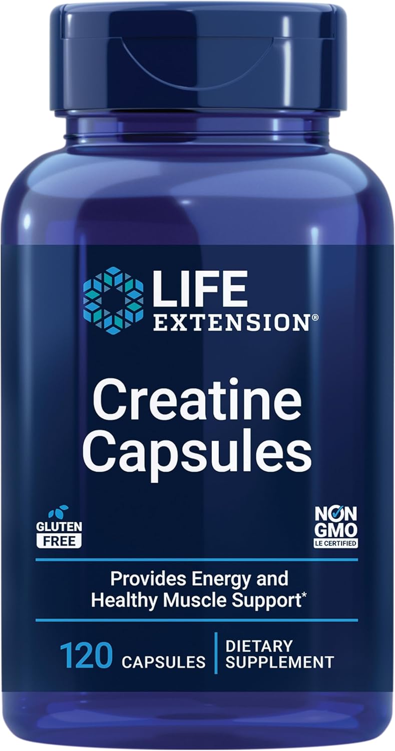 Creatine Capsules Life Extension - 120 Cápsulas | Creatina Monohidrato | Fuerza Muscular | bhorganic