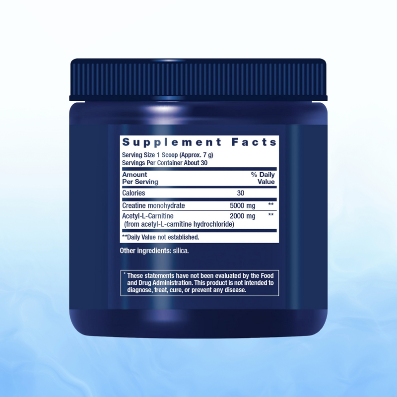 Creatine & Acetyl-L-Carnitine Energy Plus Life Extension - 231g | Energía y Rendimiento | bhorganic