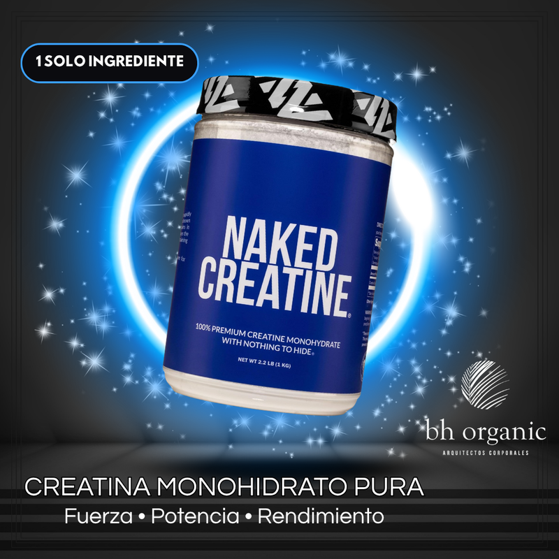 Naked Creatine Monohidrato Puro 1KG - 200 Porciones | Sin Sabores ni Aditivos | Máximo Rendimiento Deportivo | bhorganic