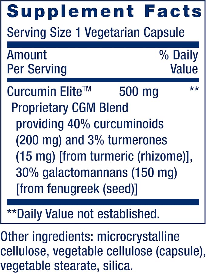 Curcumin Elite Life Extension - 30 Cápsulas | Cúrcuma Biodisponible | Bienestar Articular | bhorganic