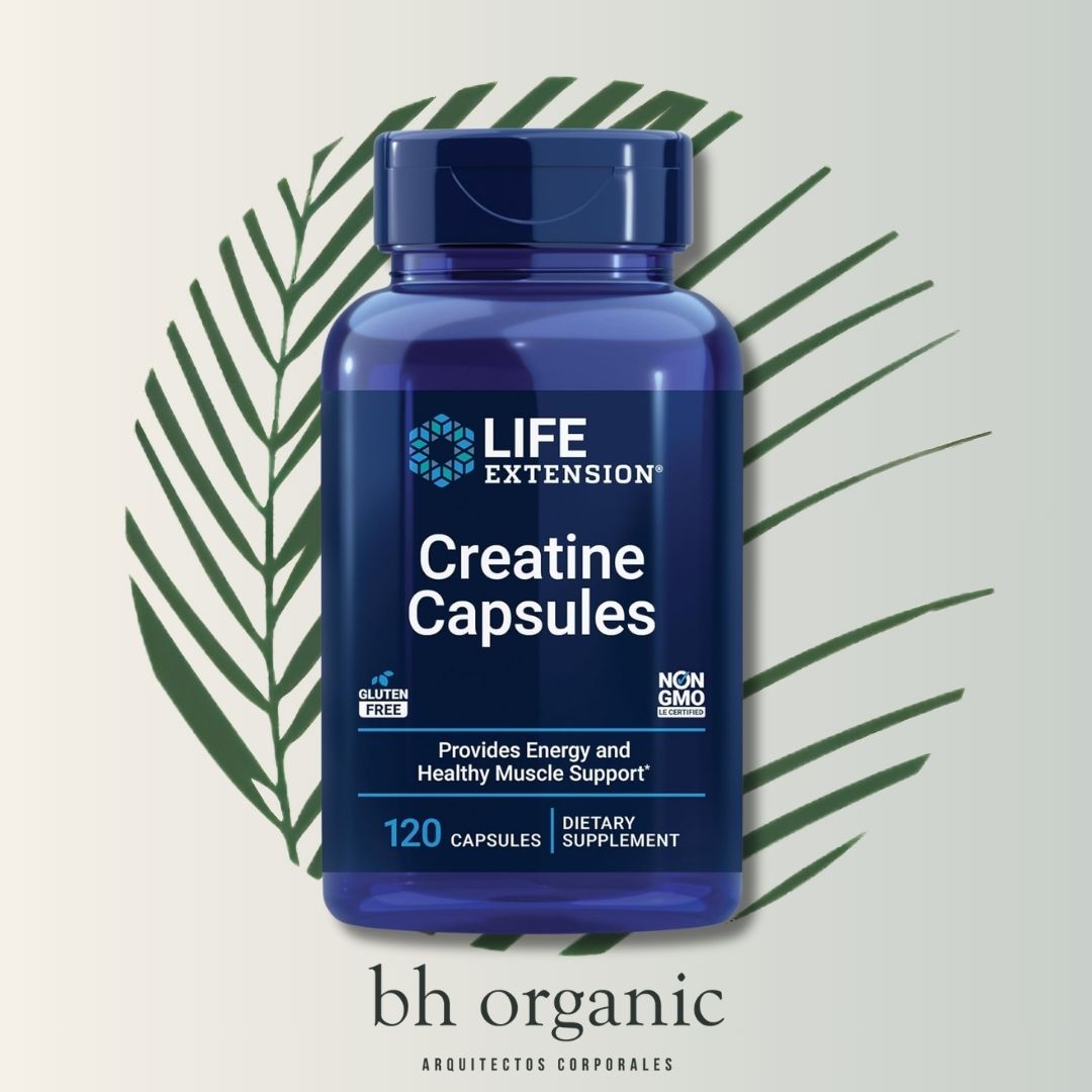 Creatine Capsules Life Extension - 120 Cápsulas | Creatina Monohidrato | Fuerza Muscular | bhorganic