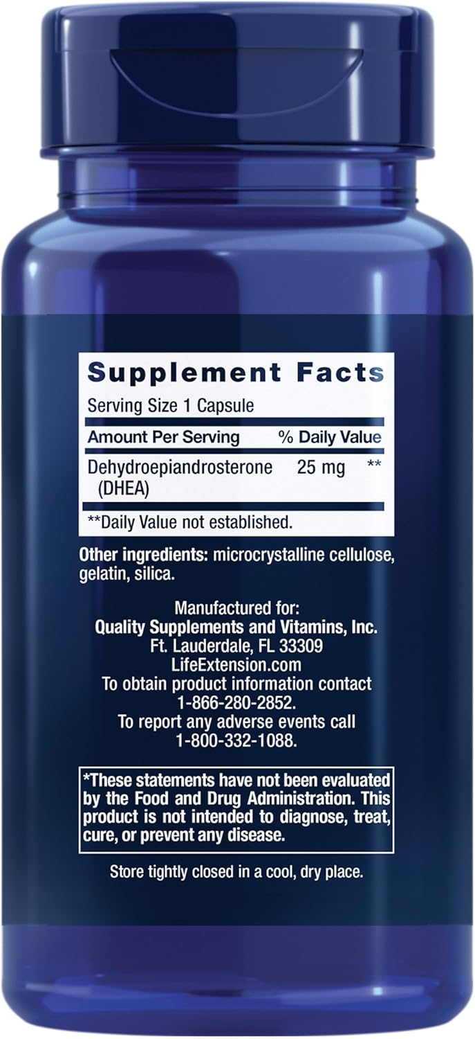 DHEA 25 Mg – Life Extension (100 Cápsulas Vegetarianas)