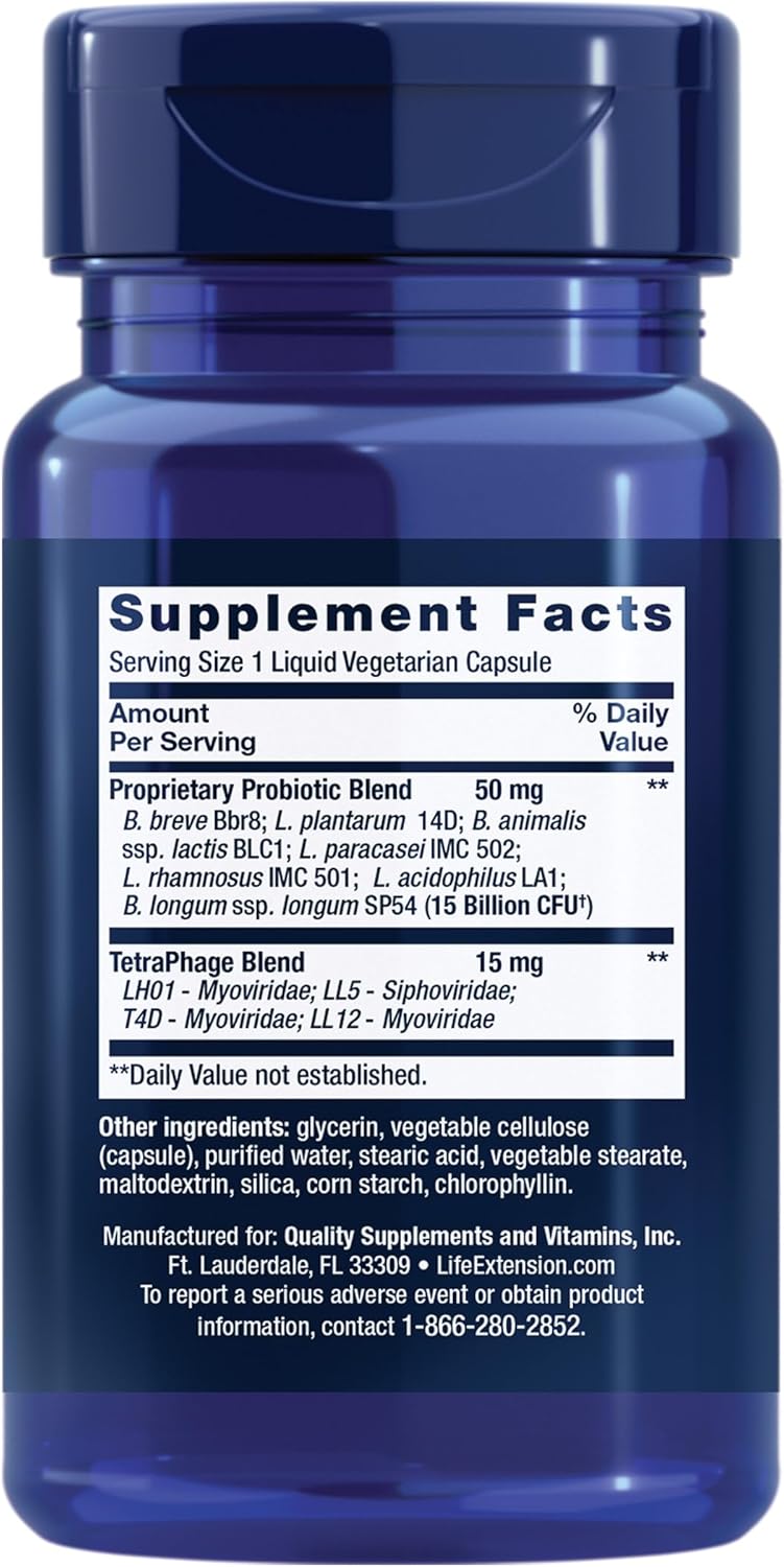 FLORASSIST Probiotic GI con Tecnología de Fagos Life Extension - 30 Cápsulas | Salud Digestiva | bhorganic