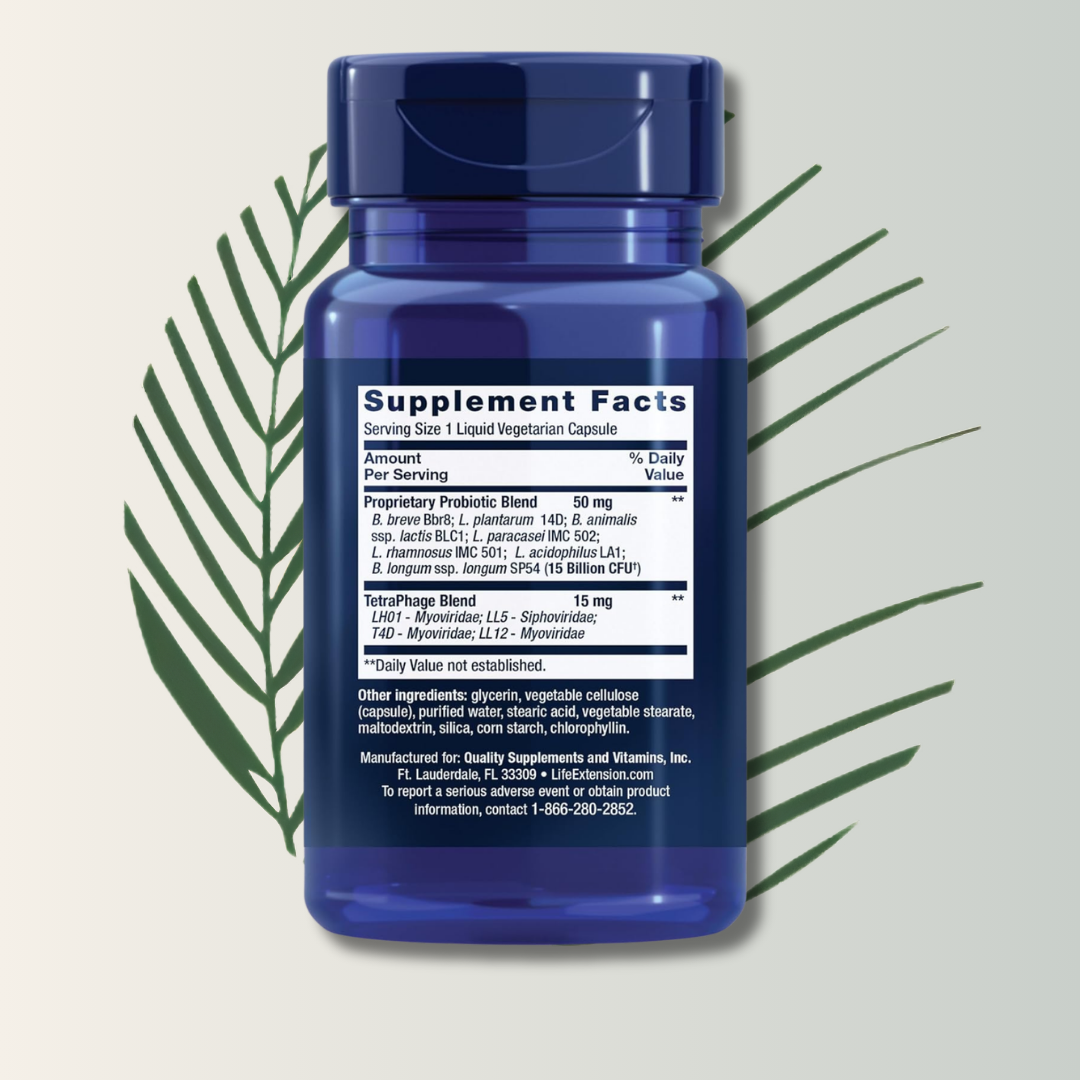 FLORASSIST Probiotic GI con Tecnología de Fagos Life Extension - 30 Cápsulas | Salud Digestiva | bhorganic