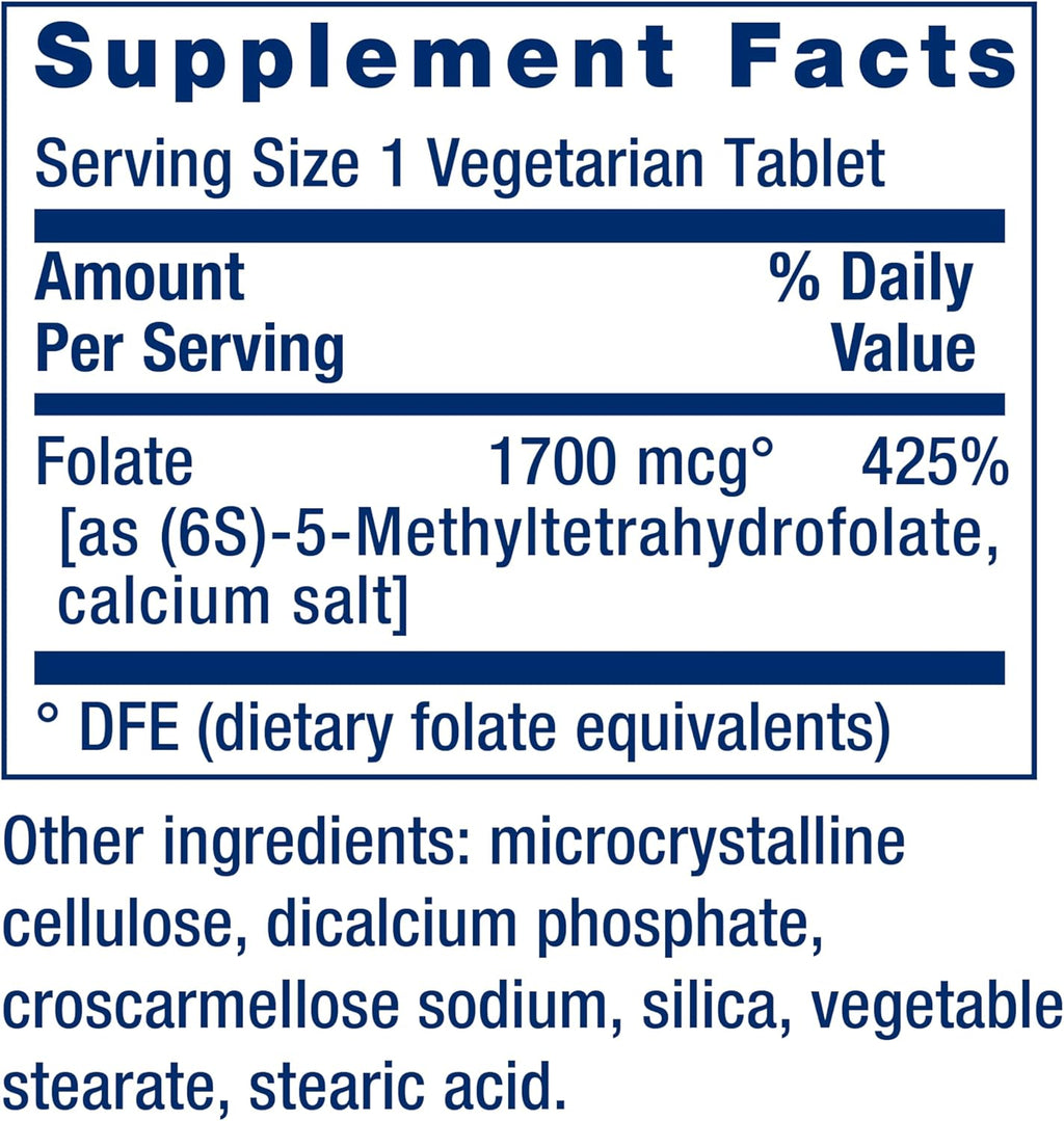 Folate 1700mcg Life Extension - 100 Cápsulas | Ácido Fólico Activo | Salud Cardiovascular | bhorganic