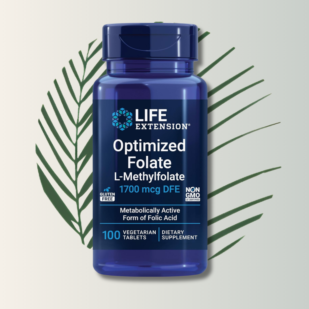 Folate 1700mcg Life Extension - 100 Cápsulas | Ácido Fólico Activo | Salud Cardiovascular | bhorganic