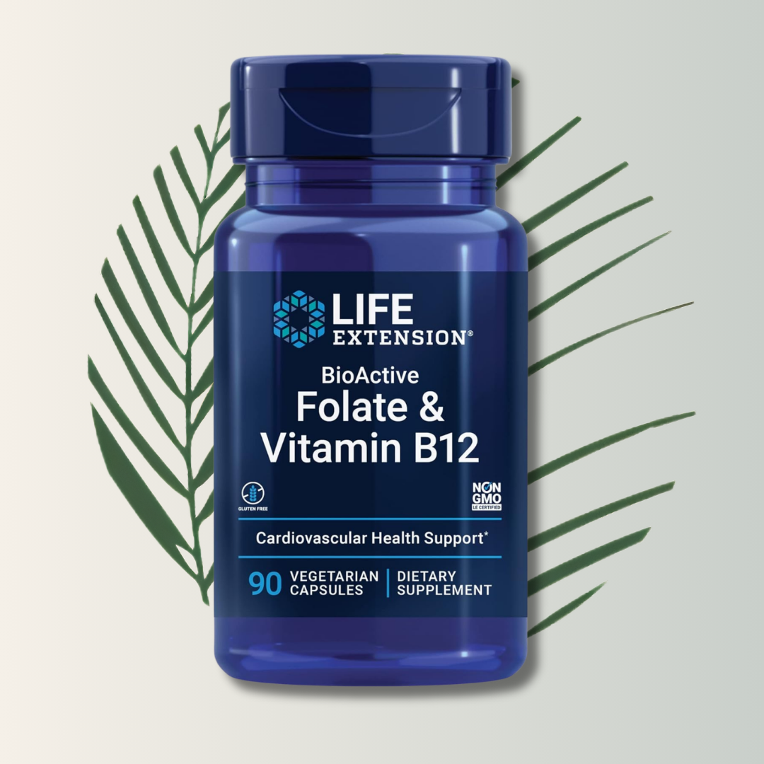 Folato Bioactivo y Vitamina B12 – Life Extension (90 Cápsulas Vegetarianas)