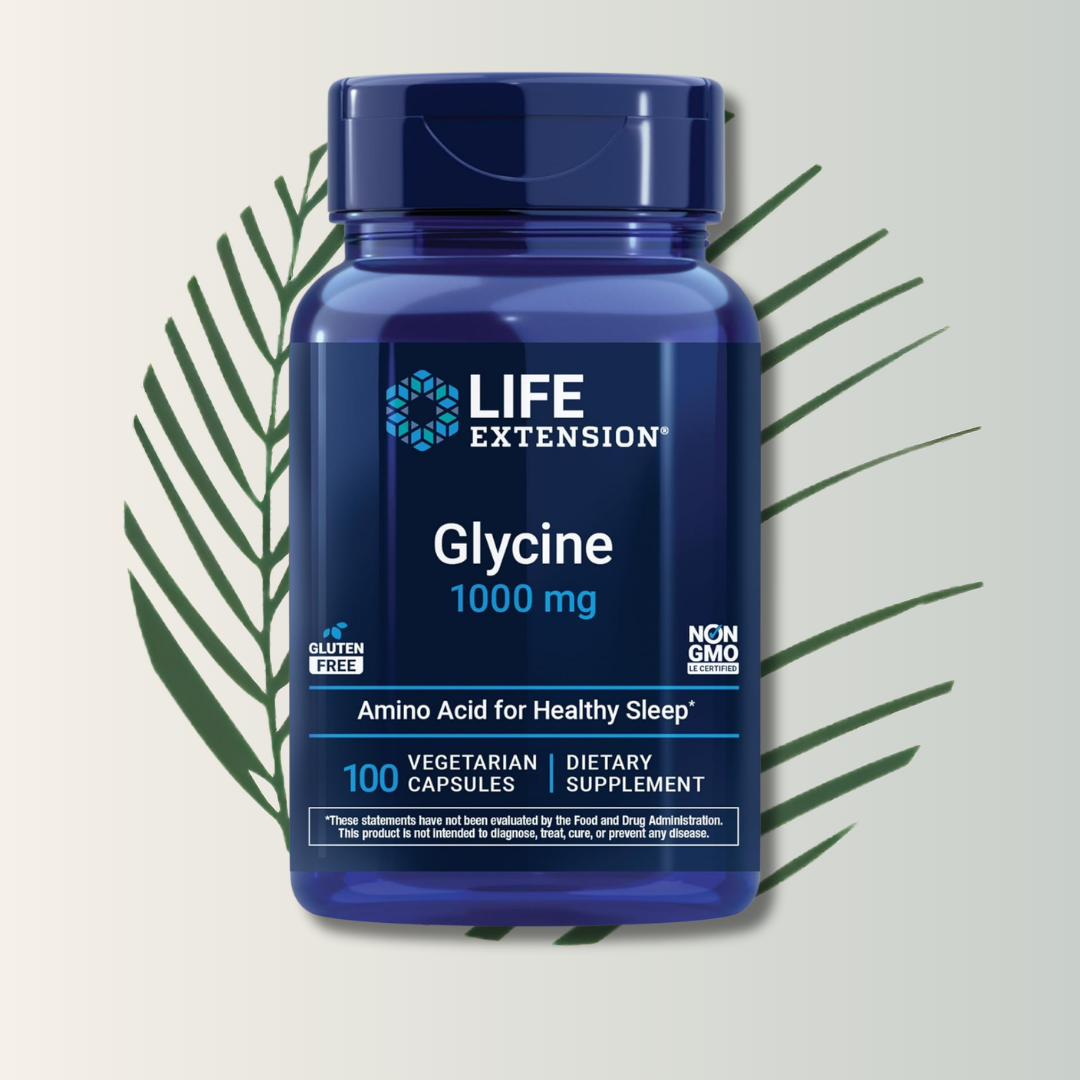 Glycine 1000mg Life Extension - 100 Cápsulas Vegetarianas | Aminoácido Esencial | Descanso Natural | bhorganic