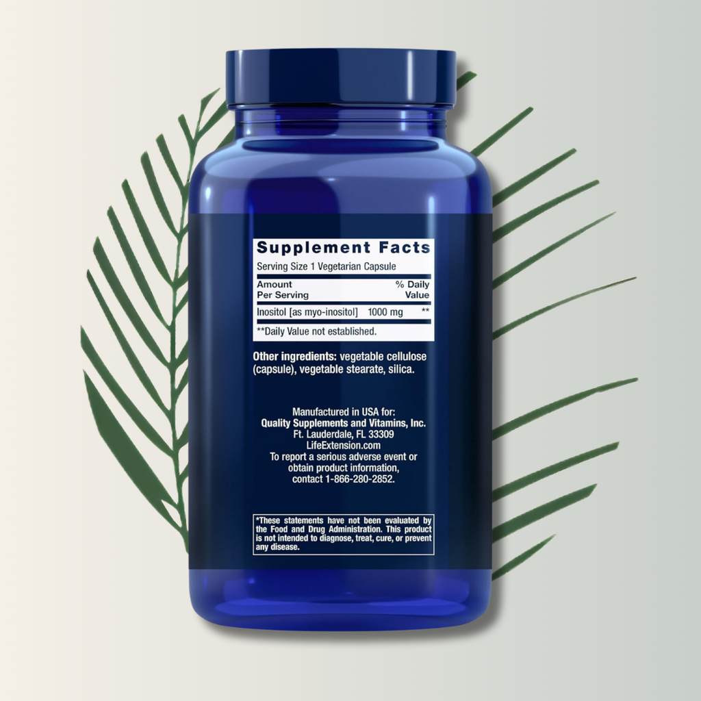 Inositol 1000mg Life Extension - 360 Cápsulas | Bienestar Mental | Equilibrio Hormonal | bhorganic