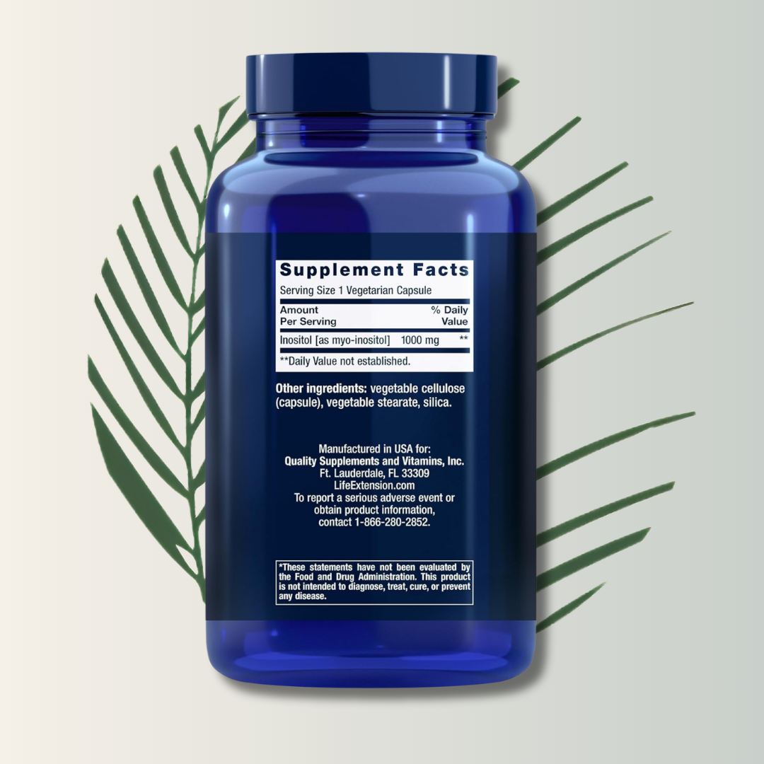 Inositol 1000mg Life Extension - 360 Cápsulas | Bienestar Mental | Equilibrio Hormonal | bhorganic