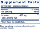 L-lysine 620 Mg – Life Extension (100 Cápsulas Vegetarianas)