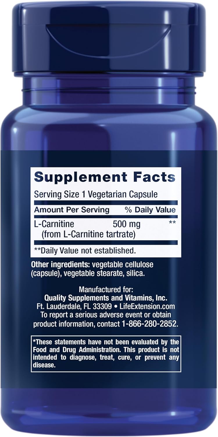 L-carnitine 500 Mg 30 Caps | Life Extension