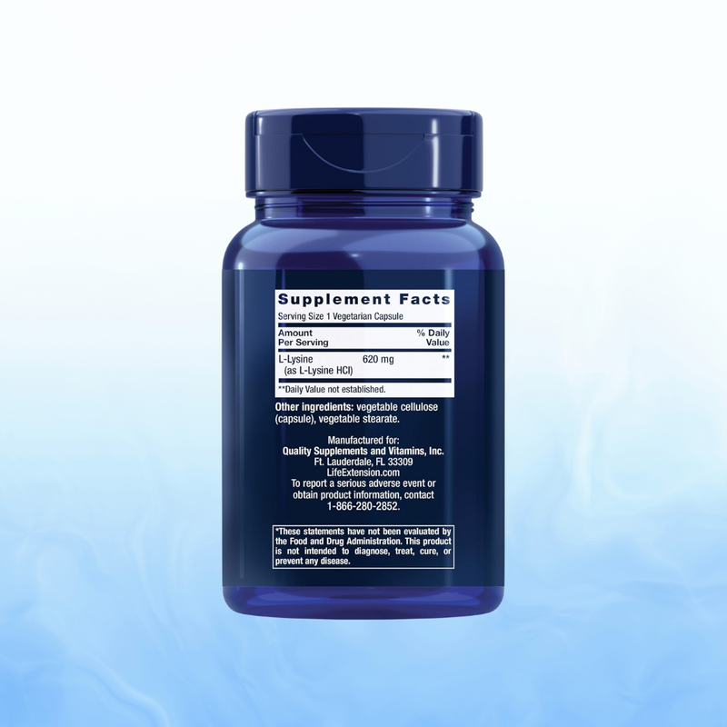 L-lysine 620 Mg – Life Extension (100 Cápsulas Vegetarianas)