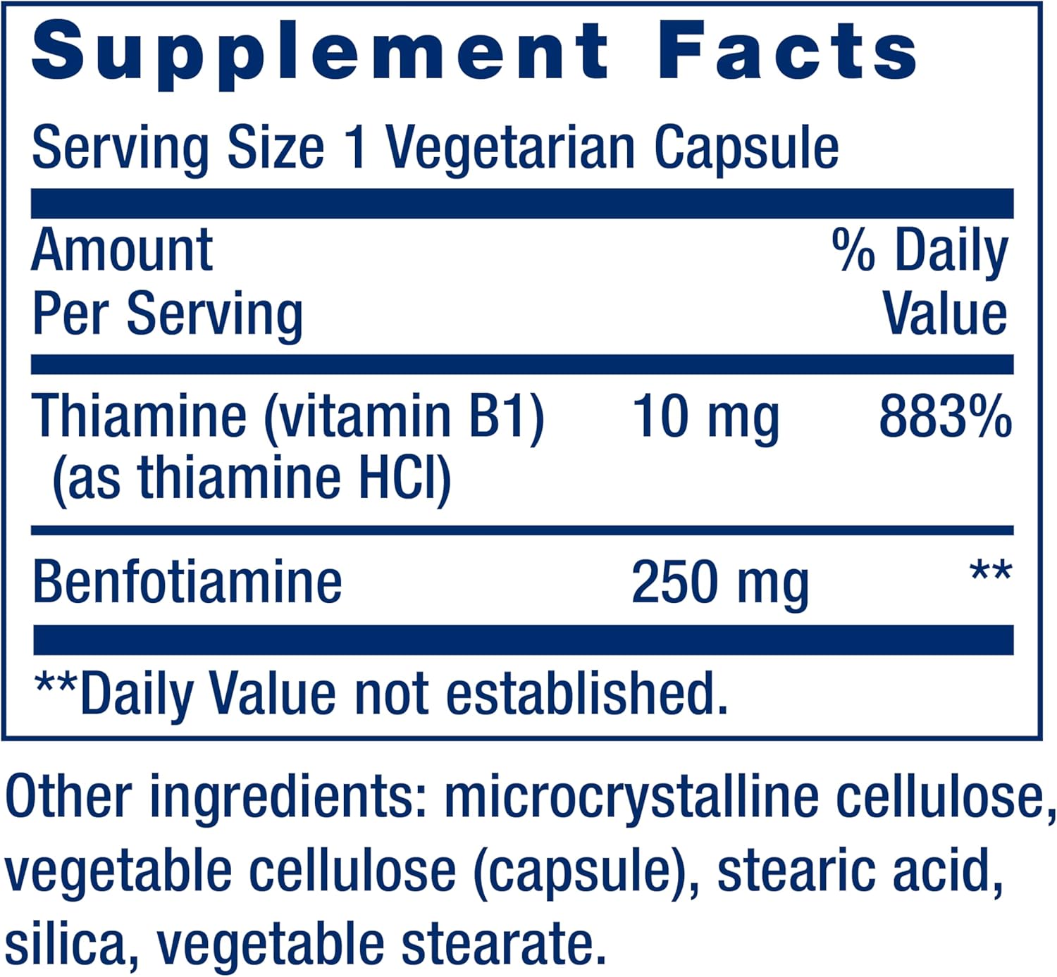 Mega Benfotiamine 250 mg, 120 vegetarian capsules LIFE EXTENSION