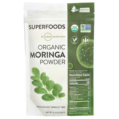 Moringa en Polvo MRM Raw Organic - 8.5 Oz | Superalimento Verde | bhorganic