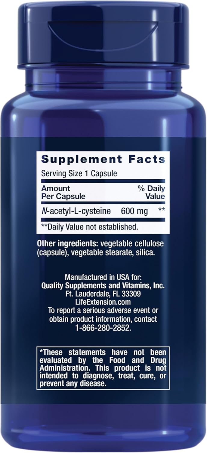 N-acetil-l-cisteína 600 Mg 60 Cáps | Life Extension