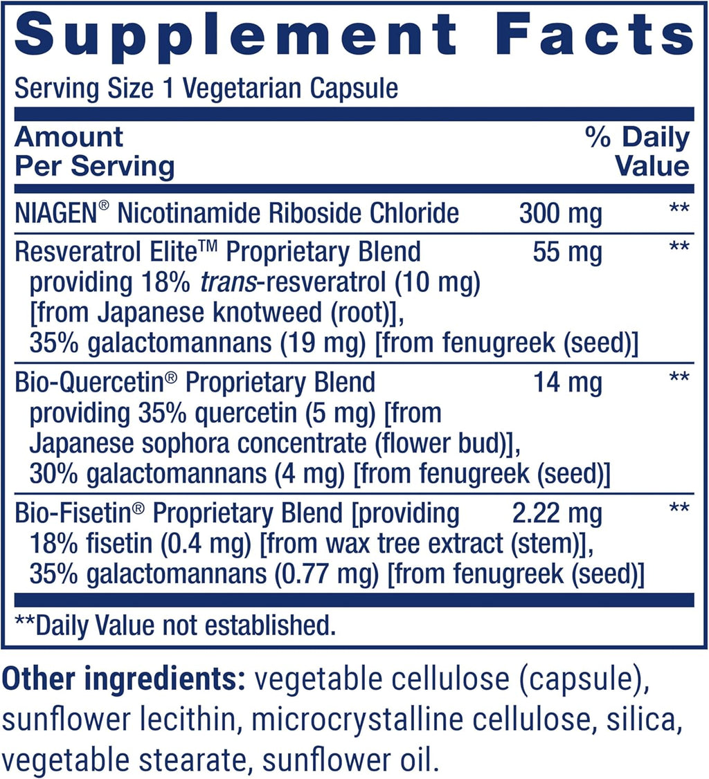 NAD+ Cell Regenerador y Resveratrol Elite 30 Caps | Life Extension