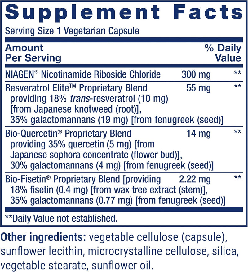 NAD+ Cell Regenerador y Resveratrol Elite 30 Caps | Life Extension